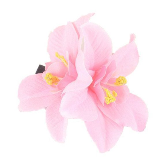 ZQUUVOU Women's Hair Clip Bohemian Double Orchid Artificial Flower Hairpin Nature Inspired Hair Accessory Pink