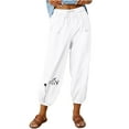 thumbnail image 1 of ZQUUVOU Women's Harem Pants Cotton High Waist Yoga Boho Drawstring Elastic Printed Waisted Joggers with Pockets White B, 1 of 6