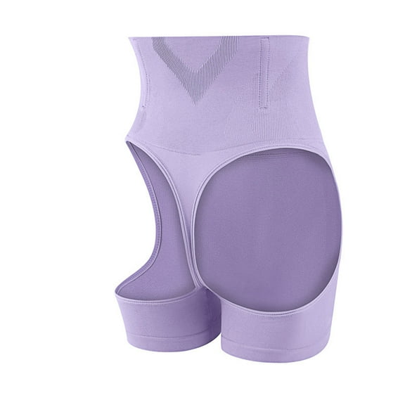 ZQUUVOU Women's High Waisted Shapewear Tummy Control Cut Out Boyshorts Butt Lifter Body Shape Panties Underwear Shorts Purple