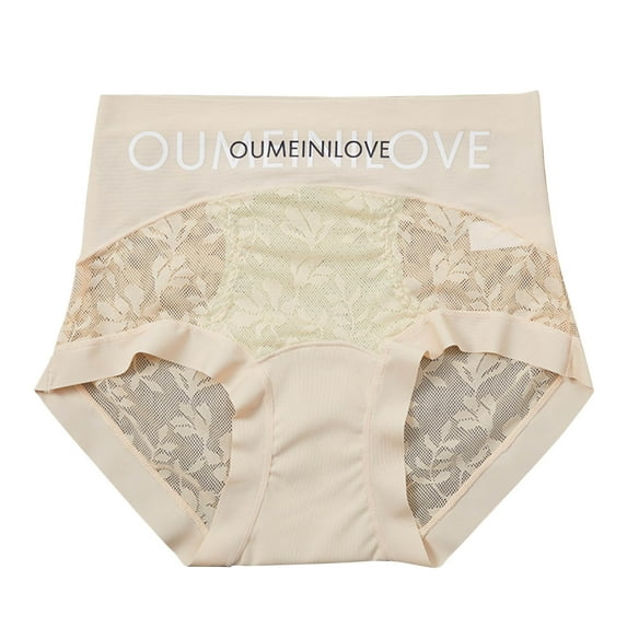 ZQUUVOU Women's High Waisted Shapewear Tummy Control Underwear Panties Lace Slimming Seamless Super Stretchy Briefs Beige C