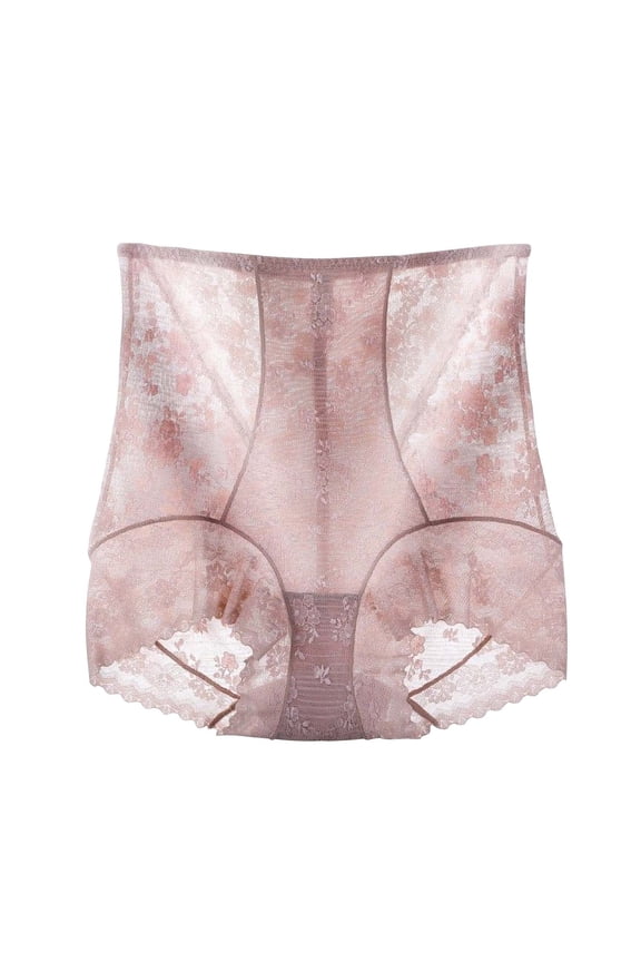 Women's High Waisted Shapewear Tummy Control Underwear Panties Lace Slimming Seamless Super Stretchy Briefs Pink A