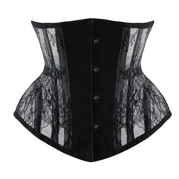ZQUUVOU Women's Jacquard Corset Belt Underbust Boned Lace Up Bustier Waspie Belt Renaissance Steampunk Pirate Corset Black A