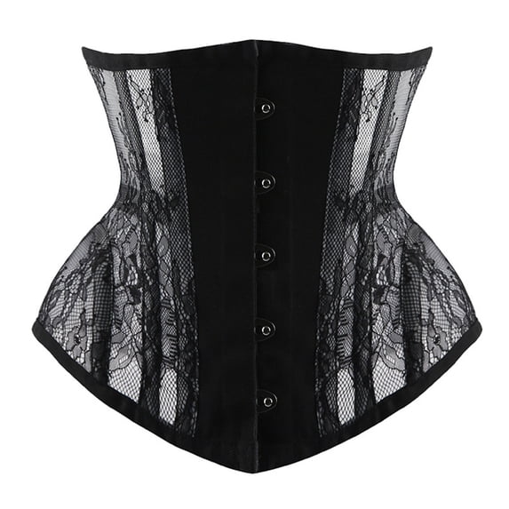 ZQUUVOU Women's Jacquard Corset Belt Underbust Boned Lace Up Bustier Waspie Belt Renaissance Steampunk Pirate Corset Black B