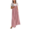 thumbnail image 1 of ZQUUVOU Women's Jumpsuit Casual Solid-Color Button Pocket Long Trousers(Pink,XL), 1 of 7