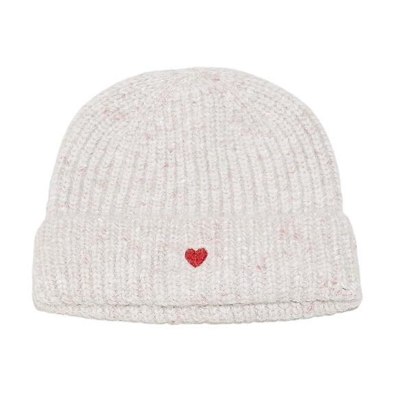 ZQUUVOU Women's Knit Beanie Hat with Heart Embroidery Gradient Ear Warming Hat Fashion Winter Accessory Beige