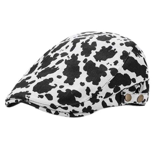 ZQUUVOU Women's Leopard Print Beret Hat Fall Winter Trendy Cotton Brown sboy Cap Vintage Flat Cabbie Cap Black