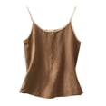 thumbnail image 1 of ZQUUVOU Women's Linen Cami Top Embroidered Boho Vintage Sleeveless Tank Tops Casual Loose Round Neck Summer Blouse Coffee, 1 of 8