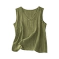 thumbnail image 1 of ZQUUVOU Women's Linen V Neck Tank Top Summer Breathable Cotton Sleeveless Casual Top Solid Color Layering Tee Shirts Olive Green, 1 of 4