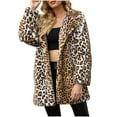 thumbnail image 1 of ZQUUVOU Women's Long Faux Fur Coat Lapel Collar Leopard Print Shaggy Winter Jacket Luxury Warm Furry Open Front Outerwear Brown, 1 of 9