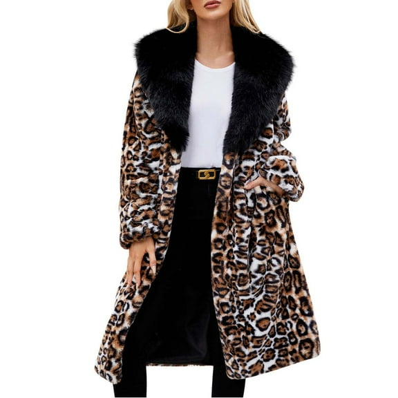 ZQUUVOU Women's Long Faux Fur Coat Oversized Loose Open Front Lapel Outerwear Winter Jackets Trendy Luxury Trench Coat Coffee