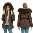 thumbnail image 1 of ZQUUVOU Women's Long Parka Winter Coats Fleece Parkas Anoraks Hooded Faux Fur Trim Hooded Jacket Coats Casual Outerwear Coffee, 1 of 8