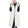 thumbnail image 1 of ZQUUVOU Women's Long Sleeveless Puffer Vest with Hood Fall Winter Lightweight Warm Quilted Jackets Button Zip Down Coat White, 1 of 8