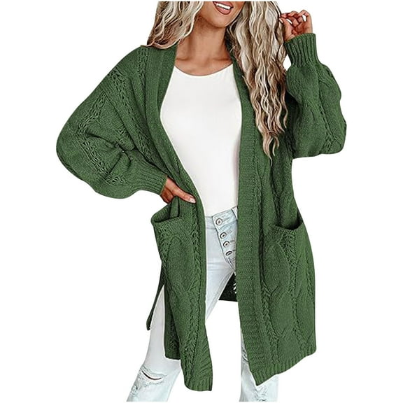 ZQUUVOU Women's Loose Casual Cardigan Outwear Long Sleeve Knitted Fashion Open Front Oversized Sweater Coat Olive Green
