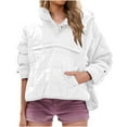 thumbnail image 1 of ZQUUVOU Women's Loose Hooded Down Jacket Cropped Quilted Lightweight Padding Long Sleeve Pullover Warm Winter Coat with Pocket White, 1 of 9