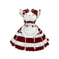 thumbnail image 1 of ZQUUVOU Women's Maid Dress Short Sleeve Round Neck Puff Sleeve Knee Length Cute Outfit for Theme Party Burgundy, 1 of 4