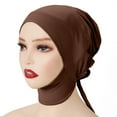thumbnail image 1 of ZQUUVOU Women's Muslim Inner Hijab Caps Elasticated Neck Cap Solid Color Stretchy Breathable Full Cover Undercap Tube Bonnet Brown, 1 of 3