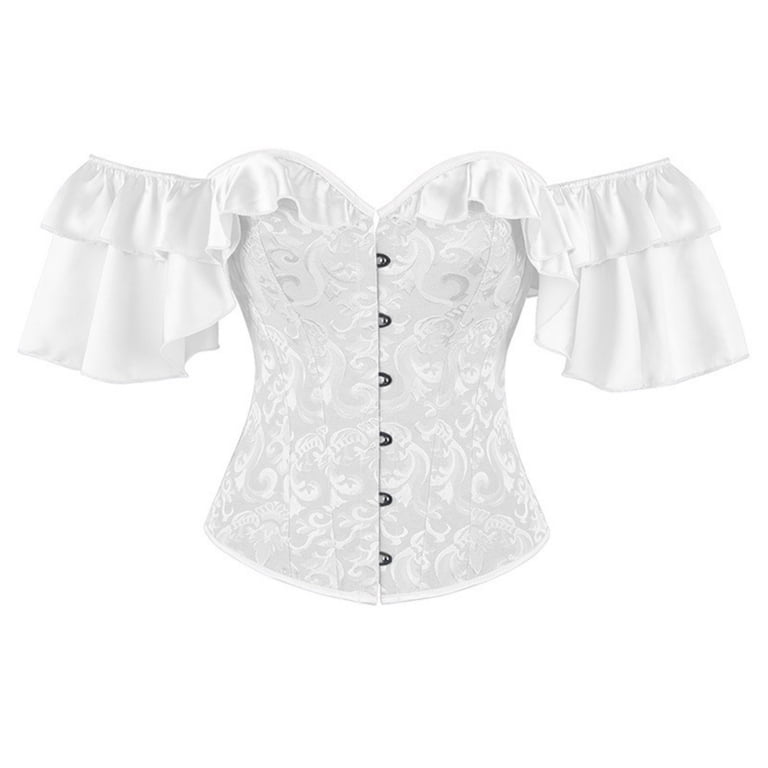 ZQUUVOU Women's Off Shoulder Corset Top with Tulle Puff Sleeves