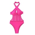 thumbnail image 1 of Zwiiyzr Women's One Piece Halter Bikini Set Solid Color Bikini Swimsuit (Hot Pink,S), 1 of 7