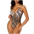 thumbnail image 1 of ZQUUVOU Women's One Piece Tankini Solid Color Halter Tummy Control Backless Split Beach Swimsuit (Brown,M), 1 of 9