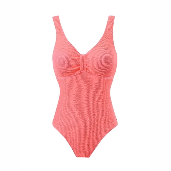 ZQUUVOU Women's One Piece Tankini Solid Color Swimsuit Backless Swimsuit (Pink,M)