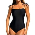 thumbnail image 1 of Zwiiyzr Women's One Piece Tankini Spaghetti Strap Solid Color with Backless Swimsuit (Black,S), 1 of 7