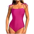 thumbnail image 1 of Zwiiyzr Women's One Piece Tankini Spaghetti Strap Solid Color with Backless Swimsuit (Pink,L), 1 of 5
