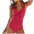 thumbnail image 1 of ZQUUVOU Women's One Piece Tankini V Neck Tummy Control Swimsuit (Watermelon Red,2XL), 1 of 5
