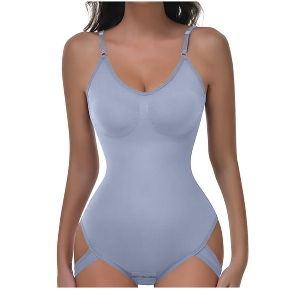 ZQUUVOU Women's Open Back Bodysuit Plus Size Adjustable Butt Lifting Tummy Control Shapewear Bodysuit Body Shaping Light Blue