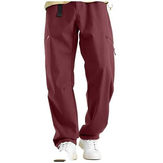 ZQUUVOU Women's Pants Winter 3-in-1 Convertible Hiking Pants Waterproof Shell Multi Pocket Thick Thermal Lined Outdoor Burgundy