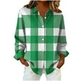 thumbnail image 1 of ZQUUVOU Women's Plaid Flannel Shirts Long Sleeve Button Down Collar Oversized Casual Loose Tops for Layering Green, 1 of 6