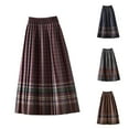 thumbnail image 1 of ZQUUVOU Women's Plaid Pleated Skirt High Waist Fleece Stretch Waistband Flowy Midi Skirt Fall Spring Outfits Red, 1 of 7