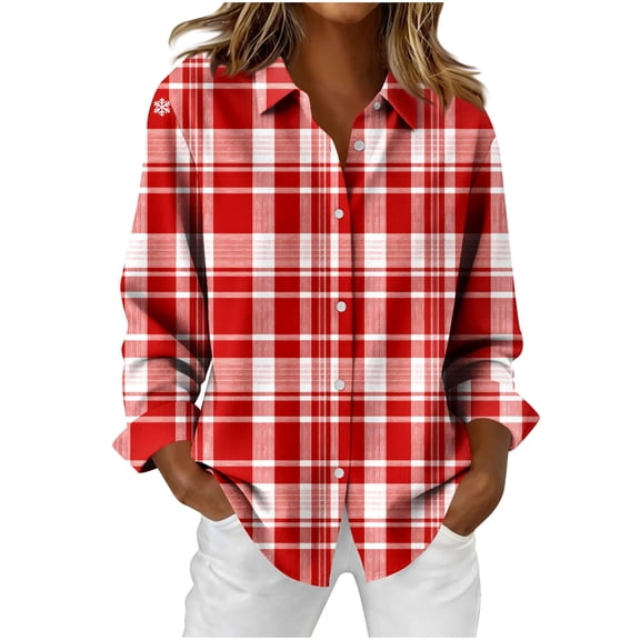 ZQUUVOU Women's Plaid Shirts Printed Button Down Long Sleeve Collared Tops Blouse for Business Casual Office Outfits Multicolor A