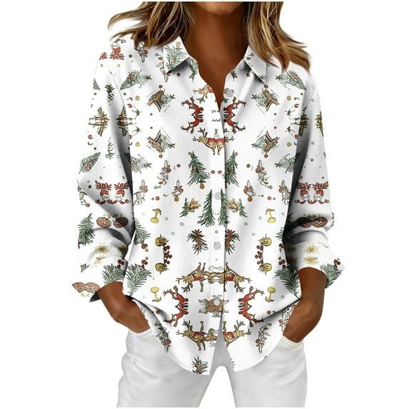 ZQUUVOU Women's Plaid Shirts Printed Button Down Long Sleeve Collared Tops Blouse for Business Casual Office Outfits Multicolor E