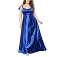 thumbnail image 1 of ZQUUVOU Women's Plus Size Satin Dresses Silk Sleeveless Elegant Formal Gown Tie Back Waist Smocked Evening Maxi Dress Blue, 1 of 7