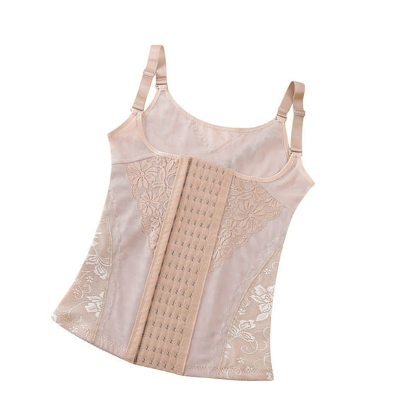 ZQUUVOU Women's Plus Size Shaper Vest Tummy Control Hook Eye Front Closure Adjustable Waist Trainer for Body Shaping Beige