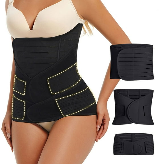 ZQUUVOU Women's Plus Size Shapewear 2-Piece Set Tummy Control Waist Trainer Postpartum Girdle Body Shaping Underwear Black