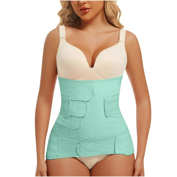 ZQUUVOU Women's Plus Size Shapewear 2-Piece Set Tummy Control Waist Trainer Postpartum Girdle Body Shaping Underwear Green