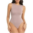 thumbnail image 1 of ZQUUVOU Women's Plus Size Stretch Bodysuit Backless Front Closure Snap Crotch Full Body Shaper Thong Bodysuit Gray, 1 of 5