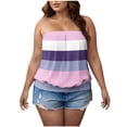 thumbnail image 1 of ZQUUVOU Women's Plus Size Striped Bandeau Tank Top Loose Stretch Cotton Ribbed Tube Top Round Neck Casual Blouse Purple, 1 of 6