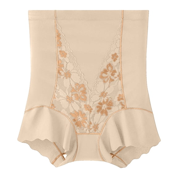 ZQUUVOU Women's Plus Size Underwear High Waist Breathable Shaping Shorts Tummy Control Butt Lifting Underwear Briefs Beige