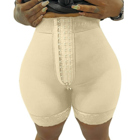 ZQUUVOU Women's Plus Size Underwear Hook Front Corset Tops Waist Cincher Butt Lifting Hourglass Shapewear Short Beige