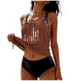 thumbnail image 1 of ZQUUVOU Women's Print Drawstring Tankini Set Loose Two Piece Swimsuit Tank Top Holiday Beach Modest Bathing Suits Brown, 1 of 6