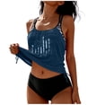 thumbnail image 1 of ZQUUVOU Women's Print Drawstring Tankini Set Loose Two Piece Swimsuit Tank Top Holiday Beach Modest Bathing Suits Dark Blue, 1 of 6