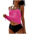 thumbnail image 1 of ZQUUVOU Women's Print Drawstring Tankini Set Loose Two Piece Swimsuit Tank Top Holiday Beach Modest Bathing Suits Hot Pink, 1 of 6