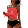 thumbnail image 1 of ZQUUVOU Women's Print Drawstring Tankini Set Loose Two Piece Swimsuit Tank Top Holiday Beach Modest Bathing Suits Orange, 1 of 6