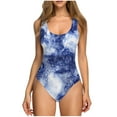 thumbnail image 1 of ZQUUVOU Women's Print One Piece Swimsuit Summer Built In Bra Tummy Control Slimming Backless Bikini Swimsuit Blue, 1 of 6