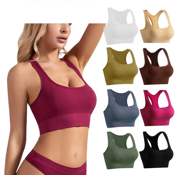 ZQUUVOU Women's Racerback Sports Bra Comfortable Sleep Bra Seamless Workout Yoga Built In Wireless Padded Support Yellow