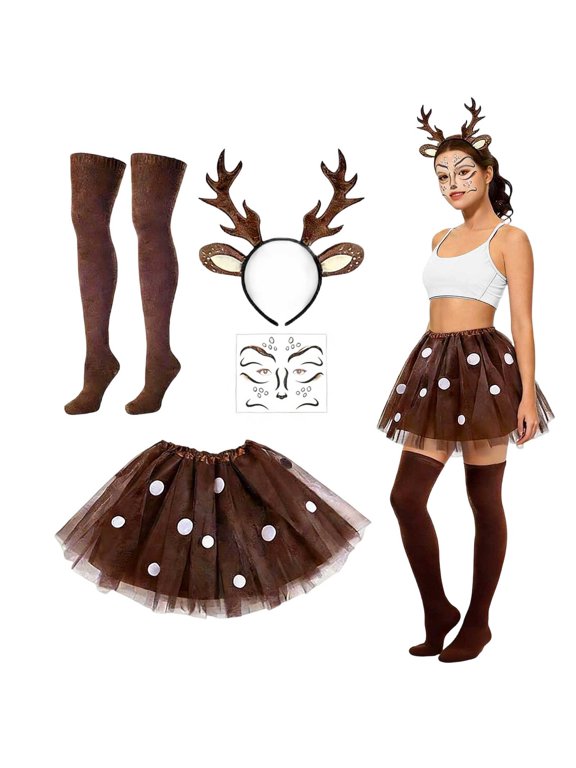Women's Rainbow Carnival 4 Piece Set Tutu Skirt Headband Socks Arm Warmer Role Play Outfit Party Performance Coffee