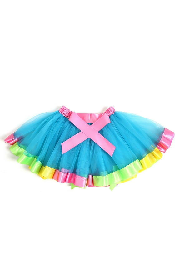 Women's Rainbow Tutu Skirt Colorful Tulle Mesh Puffy Ball Gown Skirt Prom Dance Party Mini Skirts Blue
