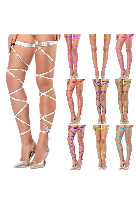 Women's Rave Leg Wrap Non Slip Thigh Band Strap Leg Garter Adjustable Elastic Legs Straps Festivals Accessories Dark Blue